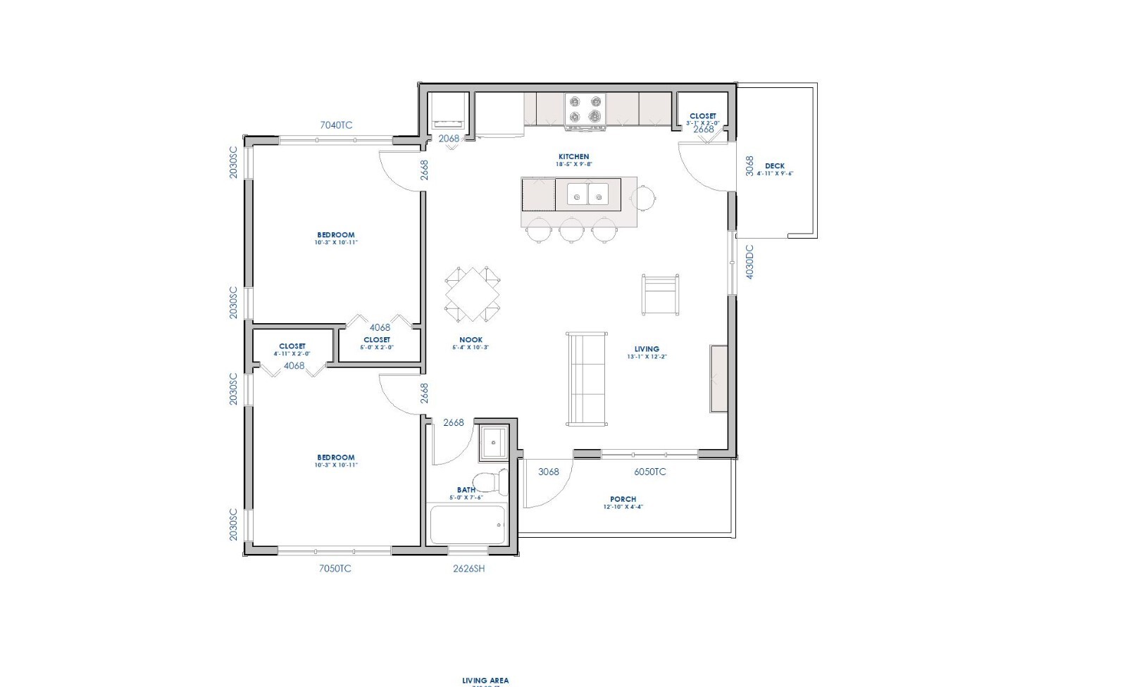 Triple Car / 3 Car Garage Plan / Blueprints With Livable Space Above – 33 x 30