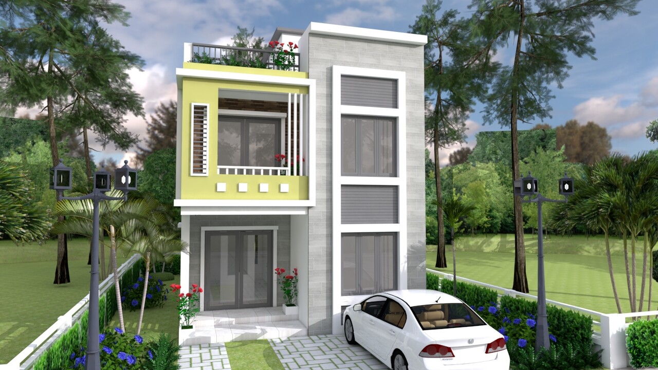 House Plan 6×10 Meter 20×33 Feet 3 Beds 3 Baths Terrace Roof Pdf (A4 Hard Copy)