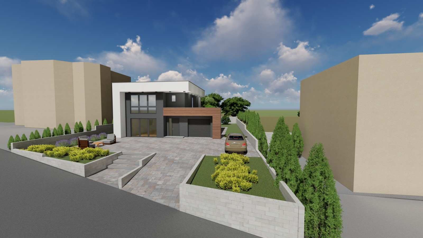 Modern 3 Bedroom 2 Bathroom House Floor Plan Blueprints+CAD File,235 m2/2530sqft