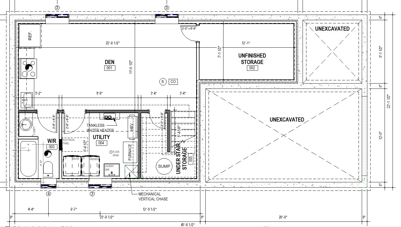 Narrow Lot House Plan – 4 Bedroom, 3.5 bath, PDF Blue Prints