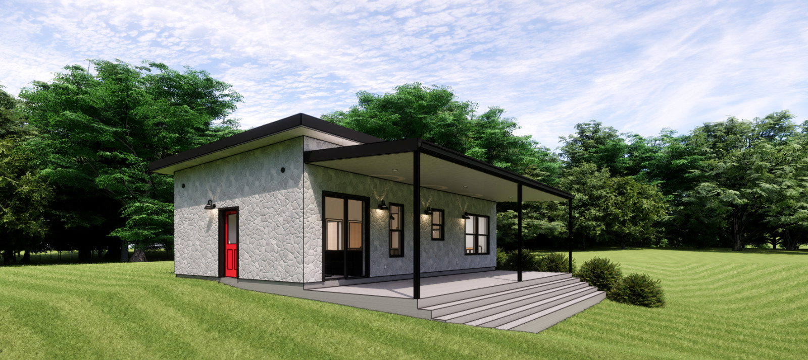 The Bungalow Barndominium Plan – 3 Bedrooms / 2 Baths 860 SF Design Blueprints