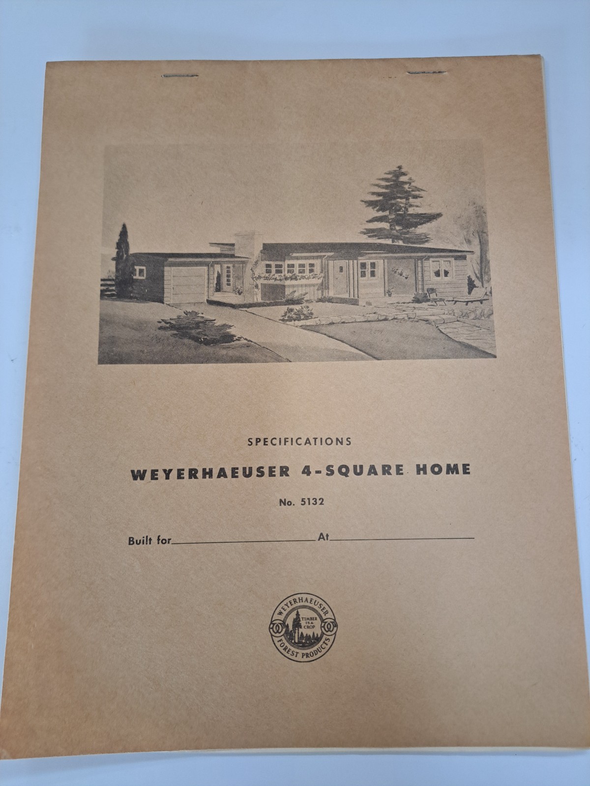 WEYERHAEUSER 4-SQUARE HOME DESIGN PLANS No 5132 COMPLETE 1950s ARCHITECTURE