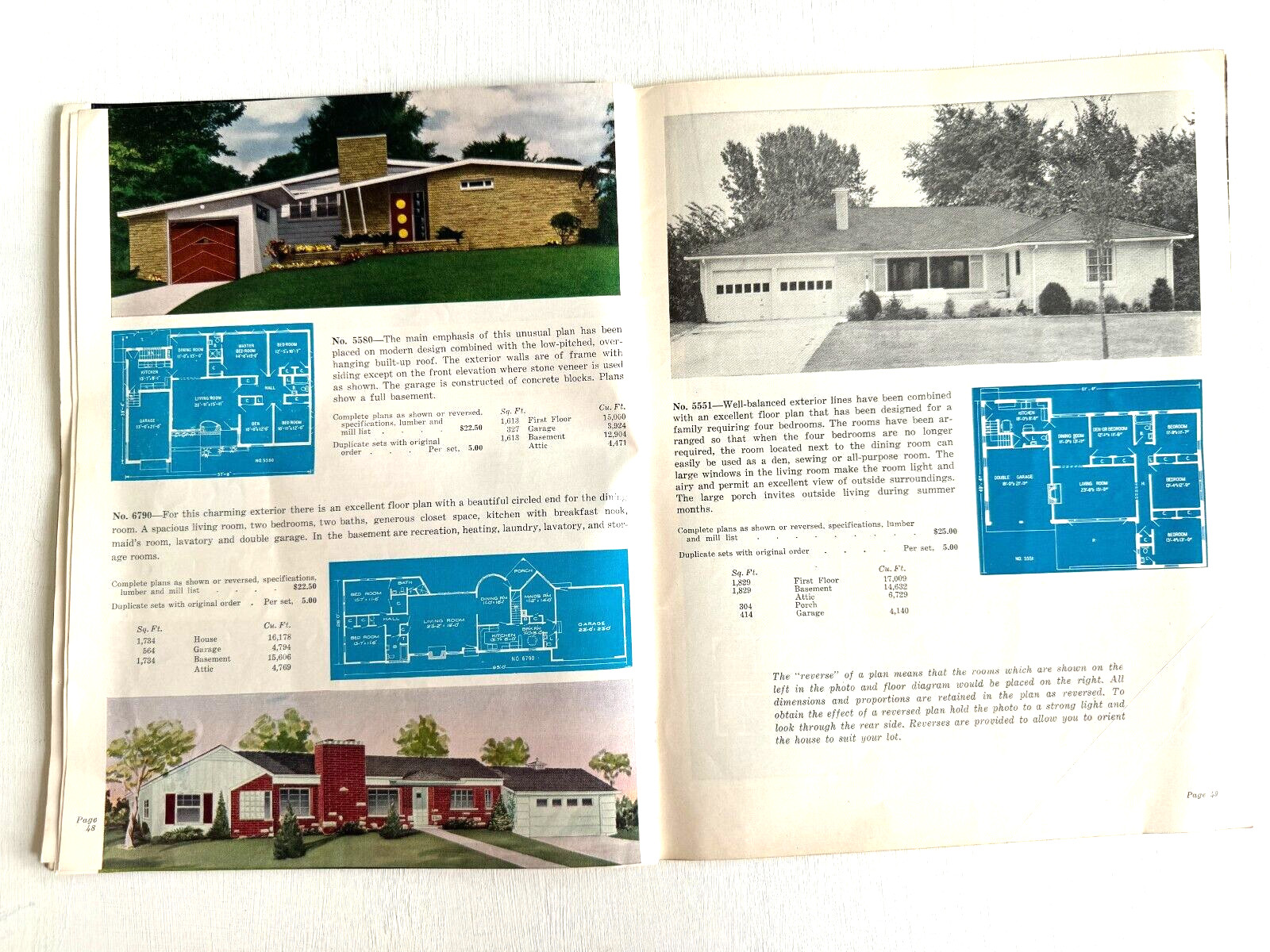1950’s Mid Century Style Homes in Brick w/ Floor Plans- 32 in Color