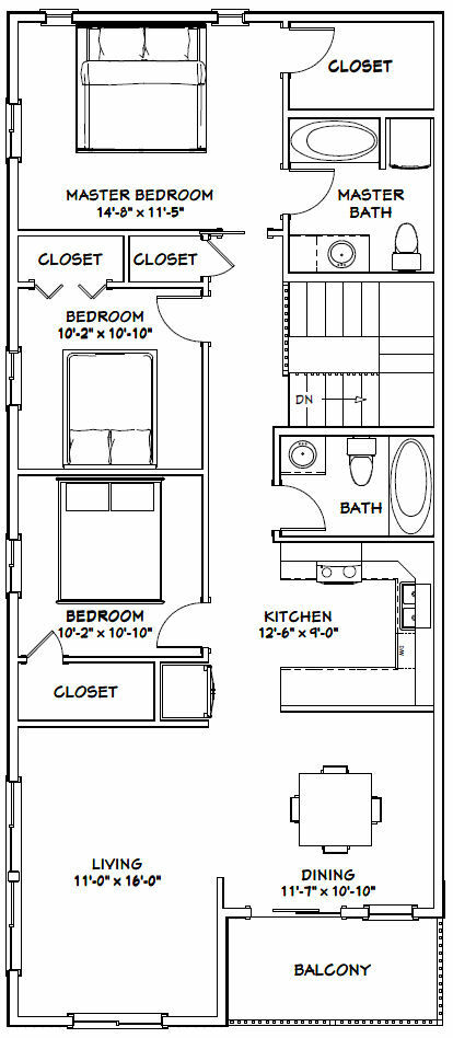 60×50 Apartment with 2-Car 2-RV Garage – PDF FloorPlan – 1,703 sqft – Model 1D