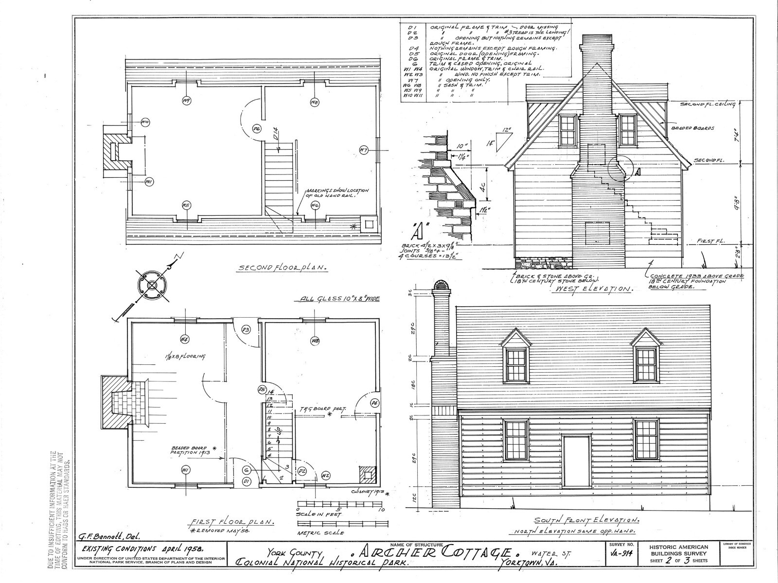 Yorktown historic colonial cottage – wood/timber frame home plans, 2 bedrooms
