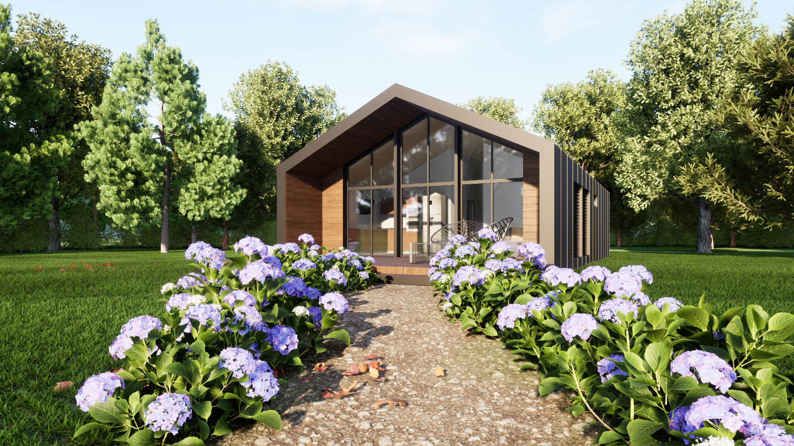 Modern House Plan 3D images 3 Bedroom DWG CAD File for Blueprint Plans -1014sqft