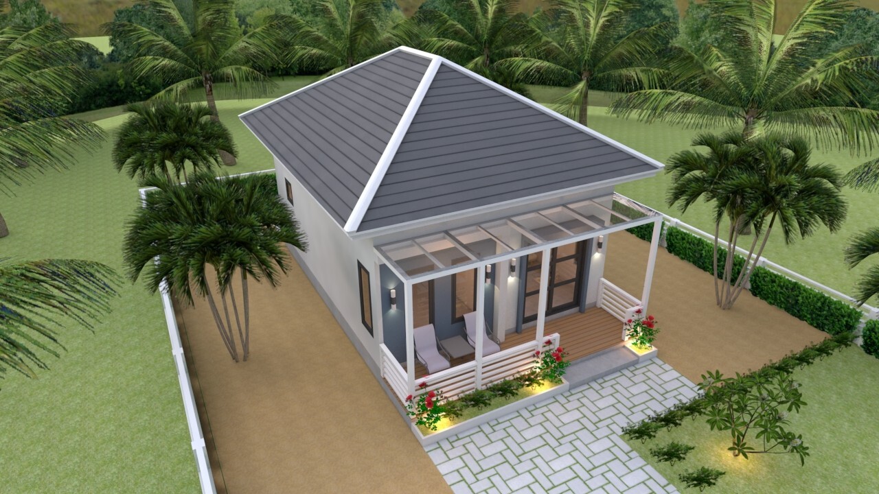 20×26 Feet Tiny House Plans 6×8 Meter 1 Bed 1 Bath Hip Roof (A4 Hard Copy)