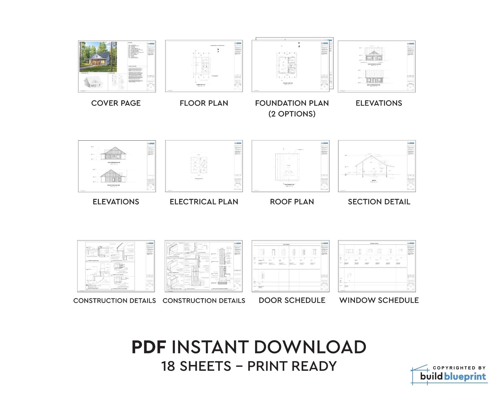 30 x 30 American Cottage Architectural & Construction Plans – PDF Download