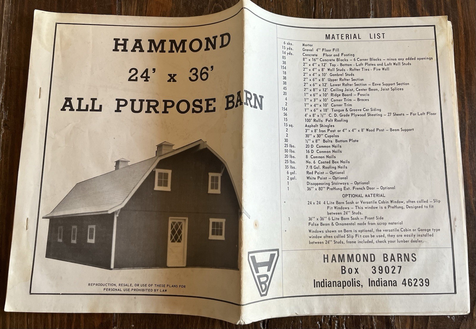 ALL PURPOSE 24’x36’ BARN Vintage Hammond Barn Plans Homesteading Farm Buildings