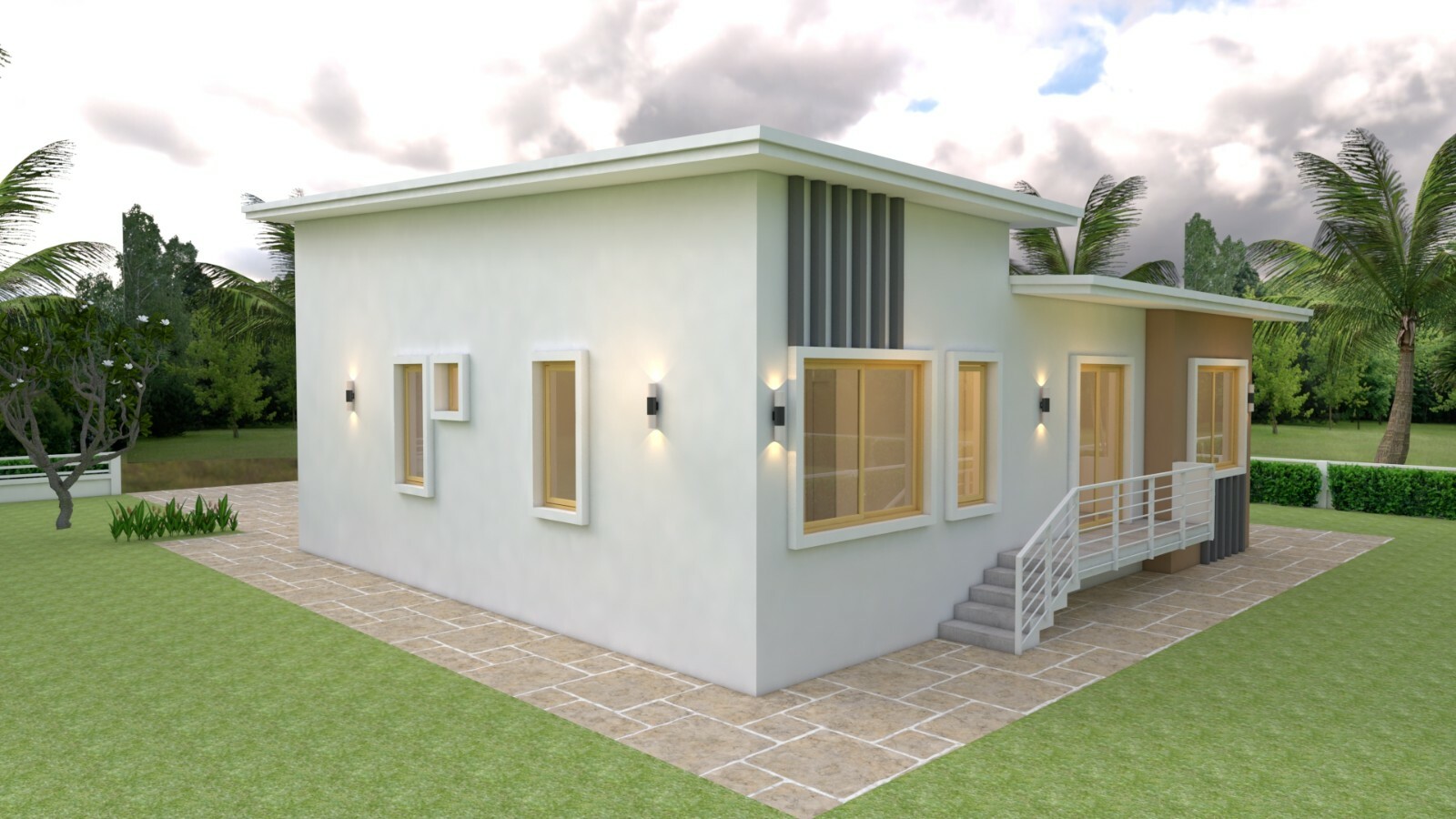 House Plan 12×12 Meter 39×39 Feet 4 Beds 2 Baths Shed Roof PDF (A4 Hard Copy)