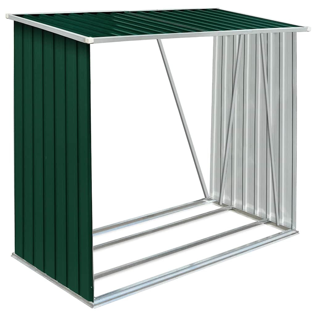Firewood Rack Log Storage Holder Stand with Roof Galvanized Steel 64.2″ vidaXL