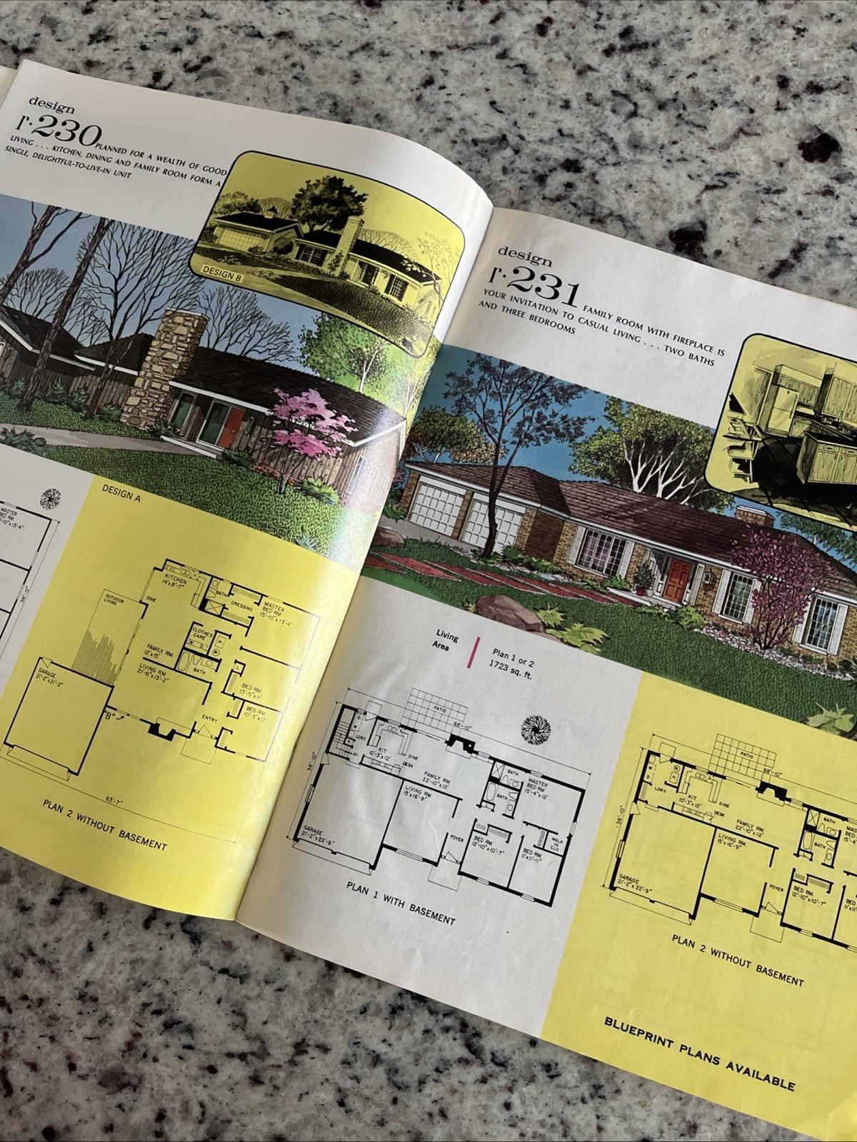 Vintage 1970 MCM Custom Large Ranch Homes Plans Design Catalog Atomic Blueprint