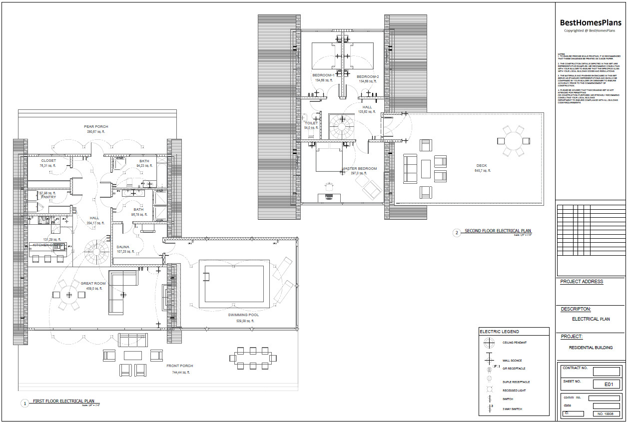 63’x59’ 3 Beds, 2.5 Baths Cozy A-Frame House Architectural Plans PDF Download.