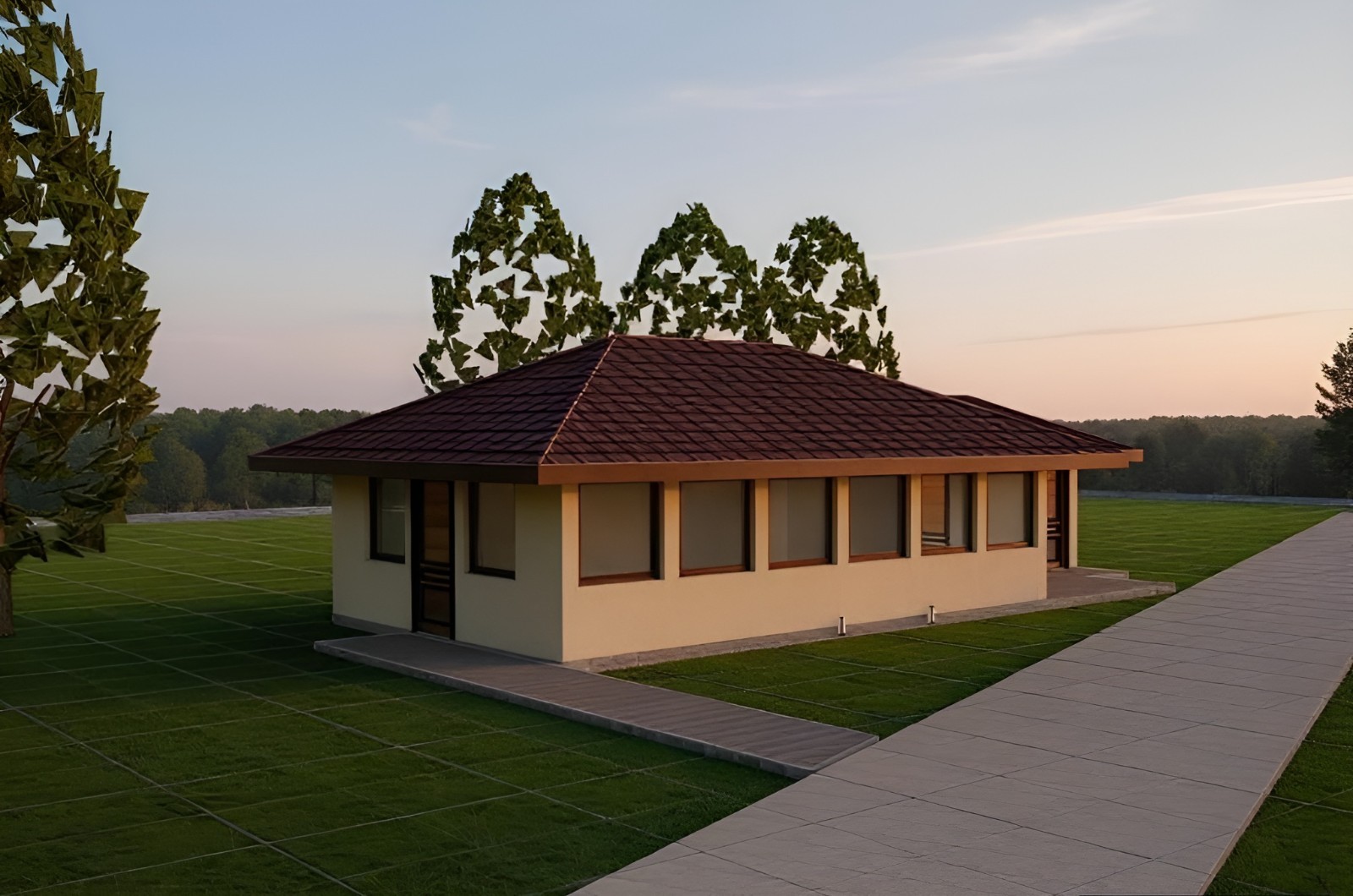 Tiny Small Modern Open House Floor Plan Blueprints + Material List, 646SQFT/60m2