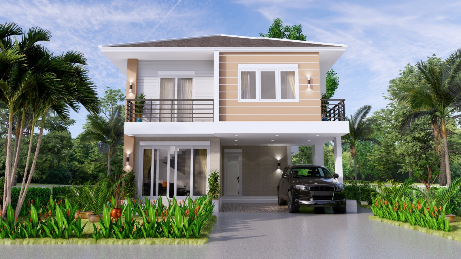 28×36 Feet House Design Plans 8.5×11 Meter 4 Beds 3 Bath Hip Roof (A4 Hard Copy)