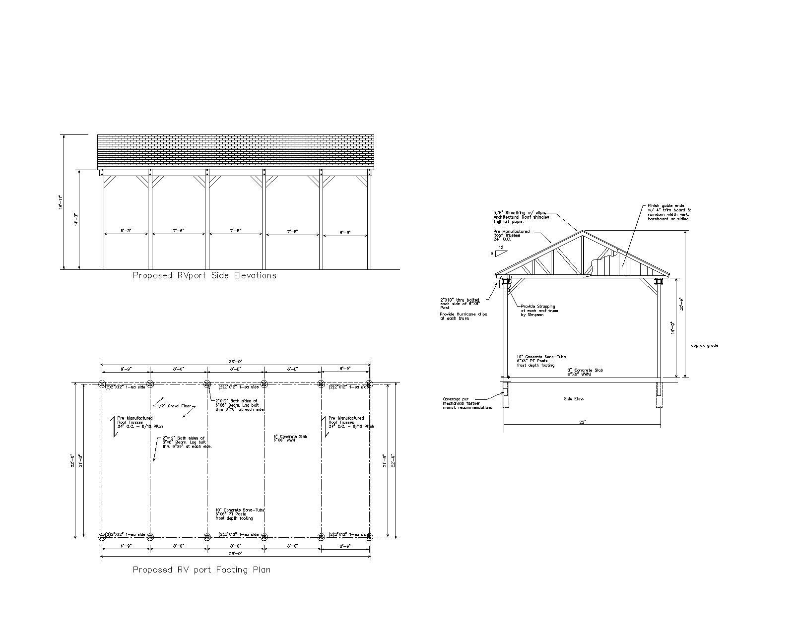 22X38 CAR PORT COVERED PAVILION RV HUT POLE BARN CONSTRUCTION #17-CPPB2238GBL1