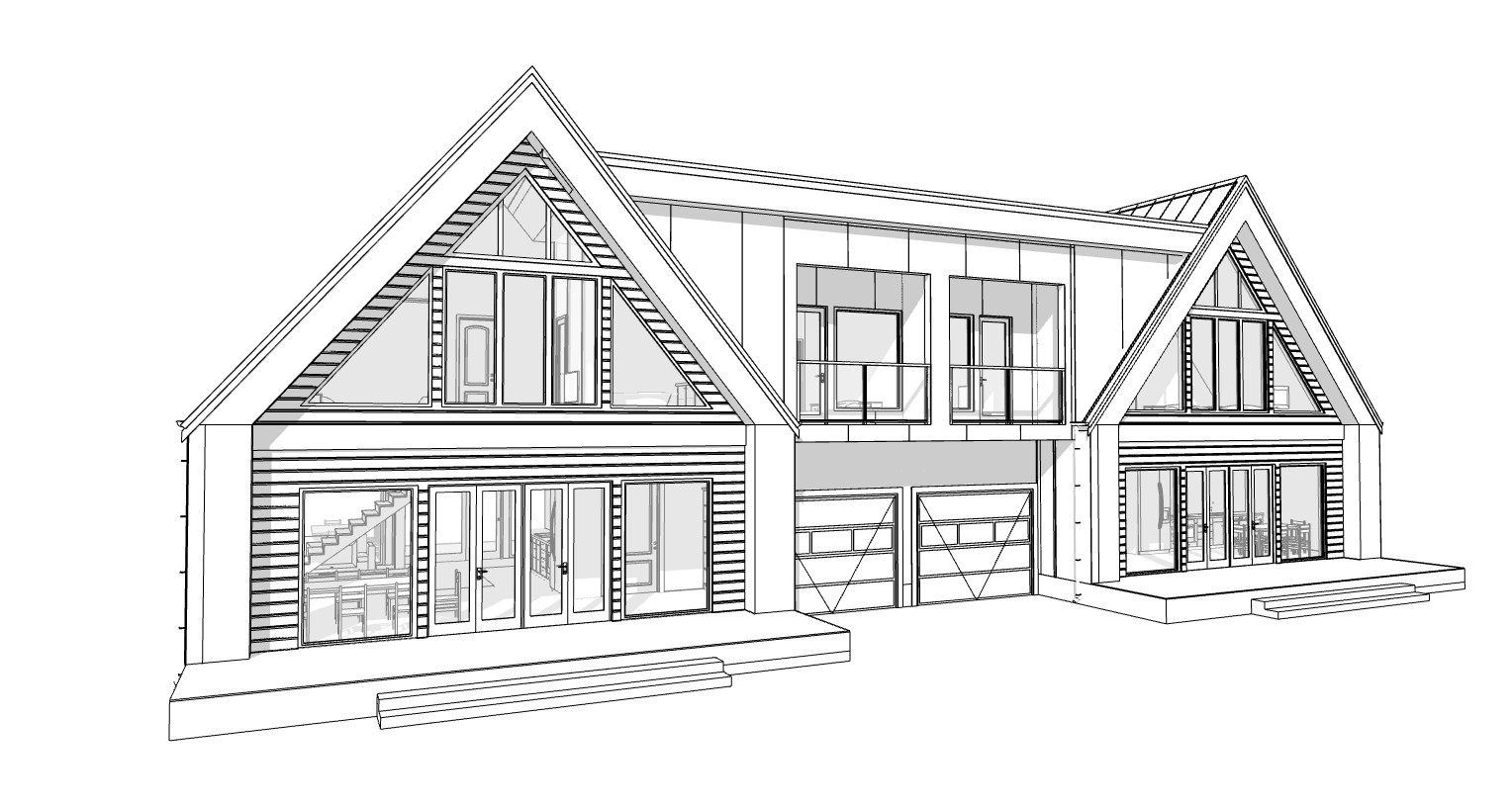 86’x29’ 6 Beds, 8 Baths Double A-Frame House Architecture Plans PDF Download.