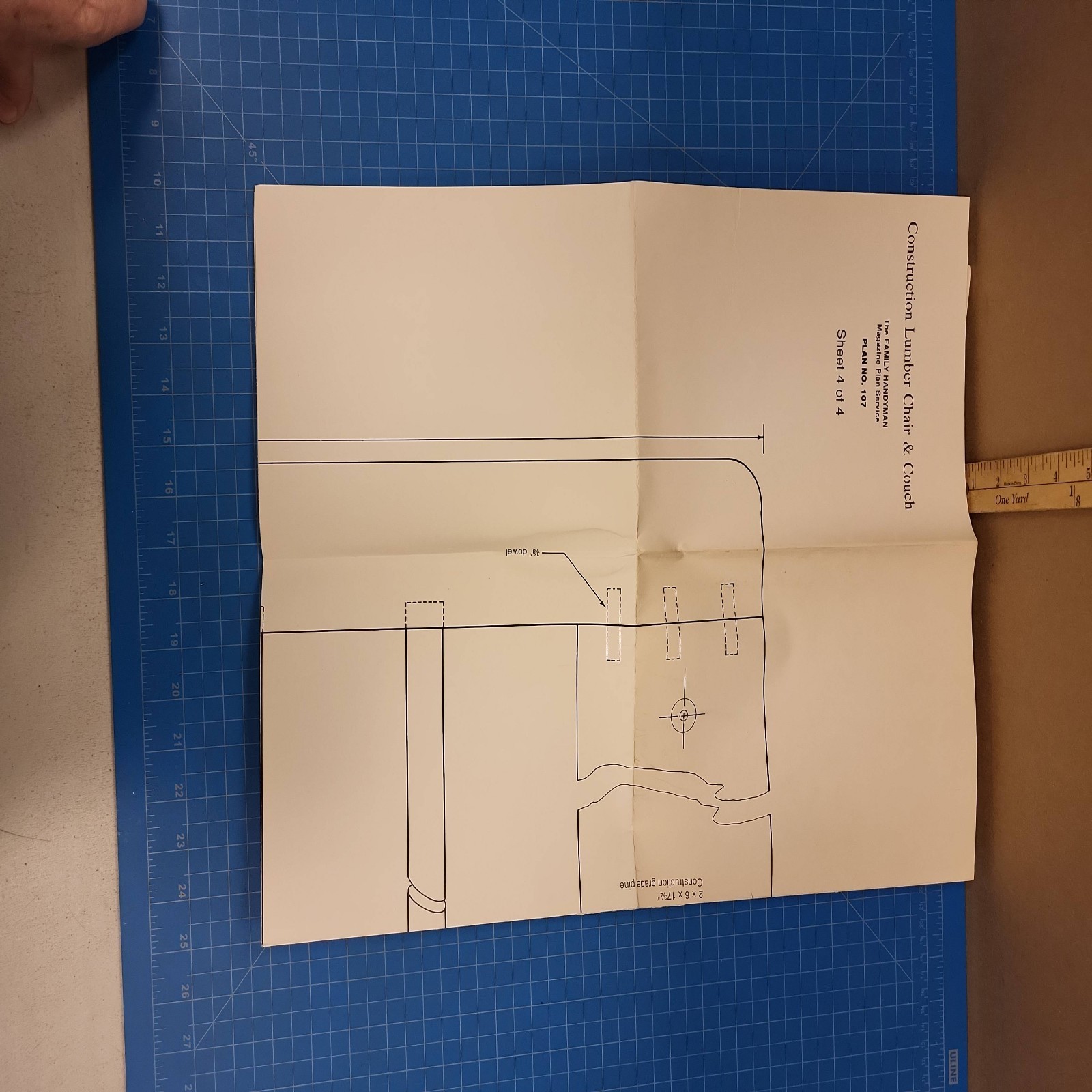 Vintage Family Handyman Plan No. 107 Construction Lumber Chair & Couch DIY Wood