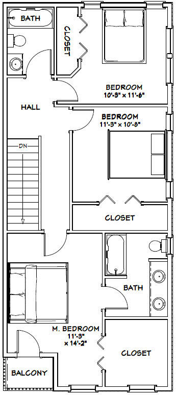40×42 House — 3 BR 2.5 Ba 1-RV Garage – PDF Floor Plan – 1,619 sqft – Model 2D