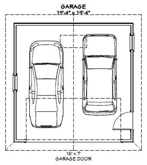20×20 2-Car Garage — 400 sq ft — PDF Floor Plan — Model 4G