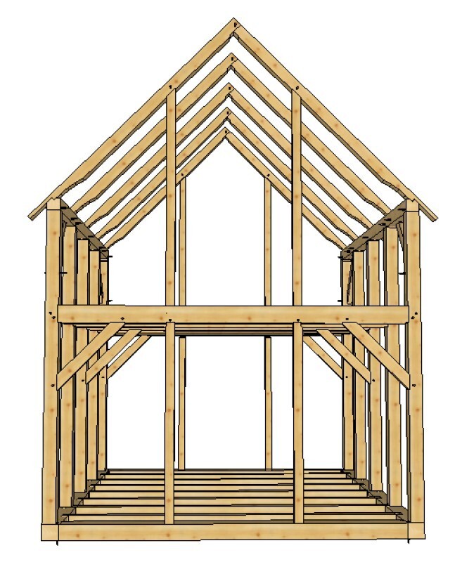Timber Frame Shed/Barn Plans size 14′ x 16′, printed plans on 8 1/2×11 new
