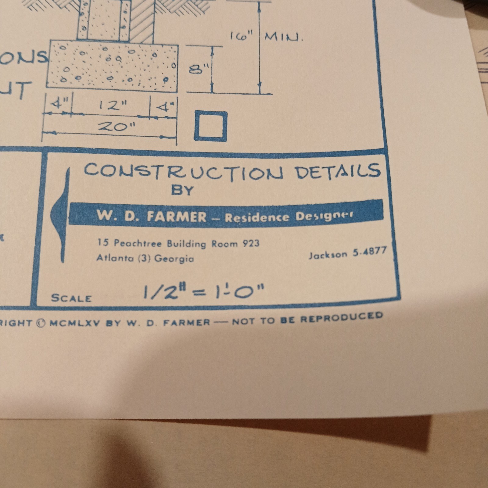 MCM 1966 House Blueprint Plans W.D. Farmer Homes Plan #246 1220 sf 60s Ranch Vtg