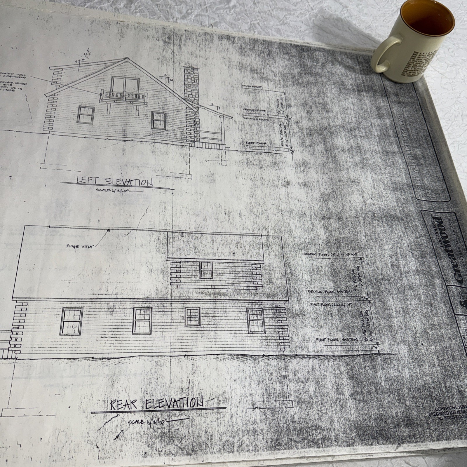 Vintage LOG HOME 44’x28’ w/Loft House Complete Set Of Blueprints Builder Plans