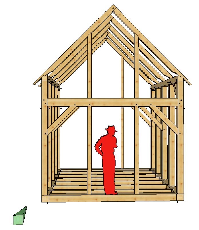 Timber Frame Shed Plans size 12′ x 14′ two doors, printed plans on 8 1/2×11 new
