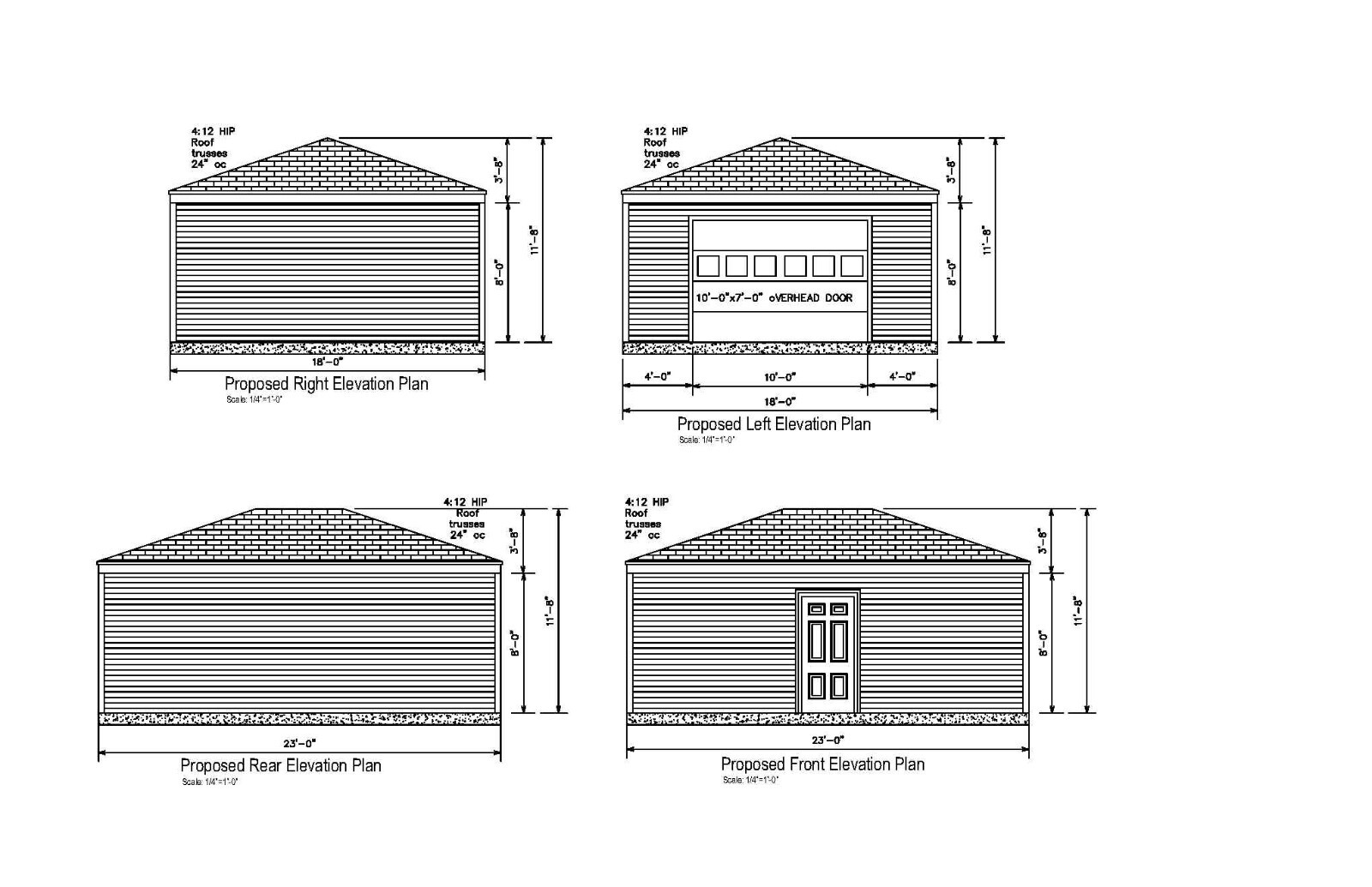 18’X23′- 23’X18′ ONE CAR GARAGE PLANS HIP ROOF GARAGE PLAN 22-1823-HIP-2Z