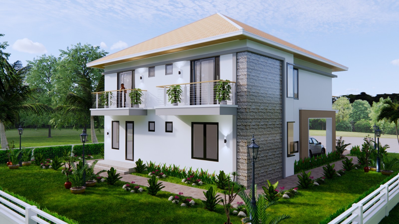 36×40 Feet House Design Plan 11×12 Meter 4 Beds 5 Baths Hip Roof (A4 Hard Copy)