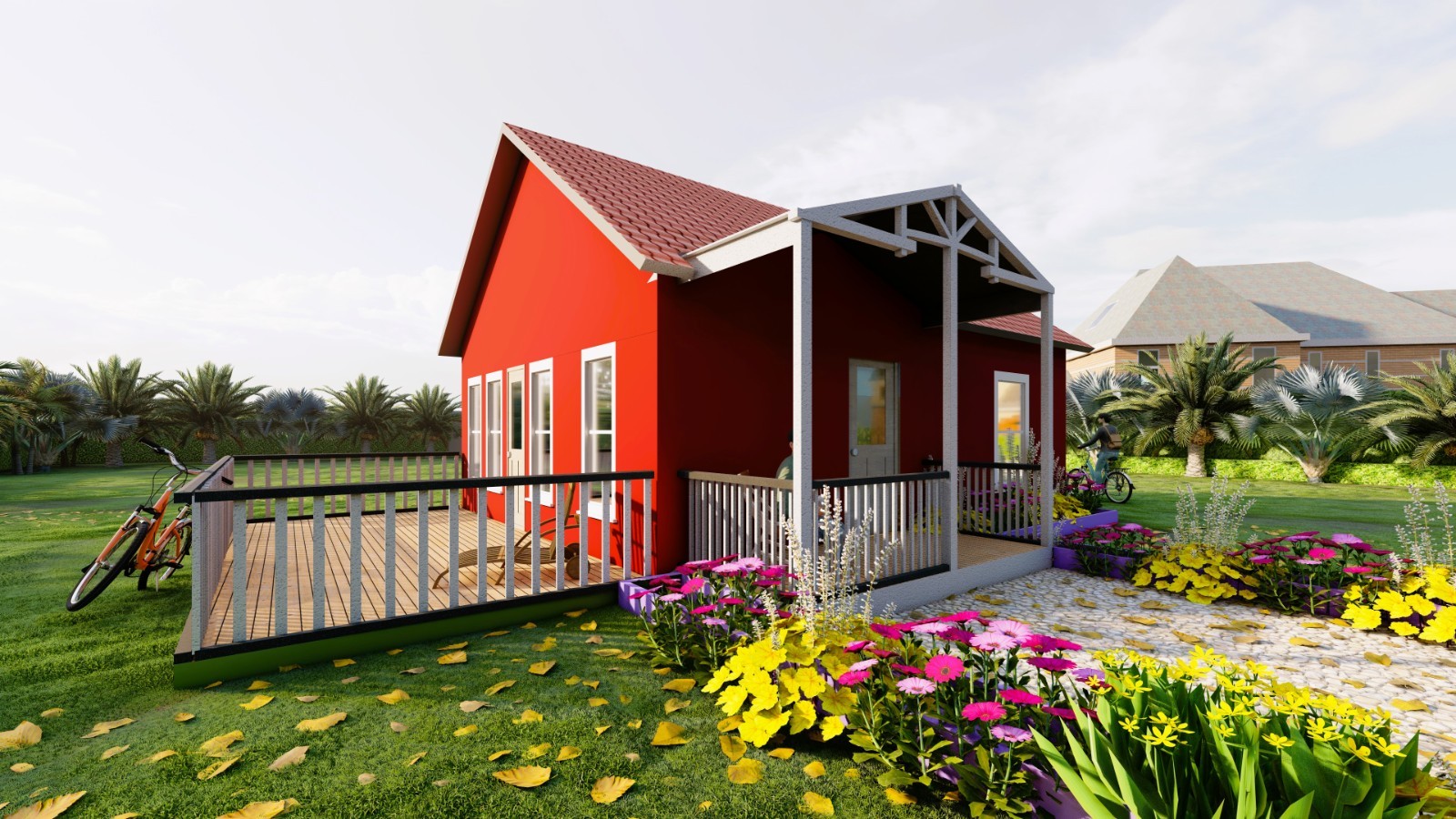 674sqft Tiny Cabin Home Plans with 4 Bedrooms with loft Above Blueprints