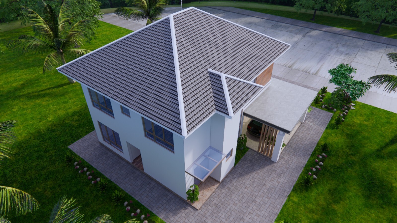 29×39 Feet House Design Plans 8.5×12 Meter 4 Bed 3 Bath Hip Roof (A4 Hard Copy)