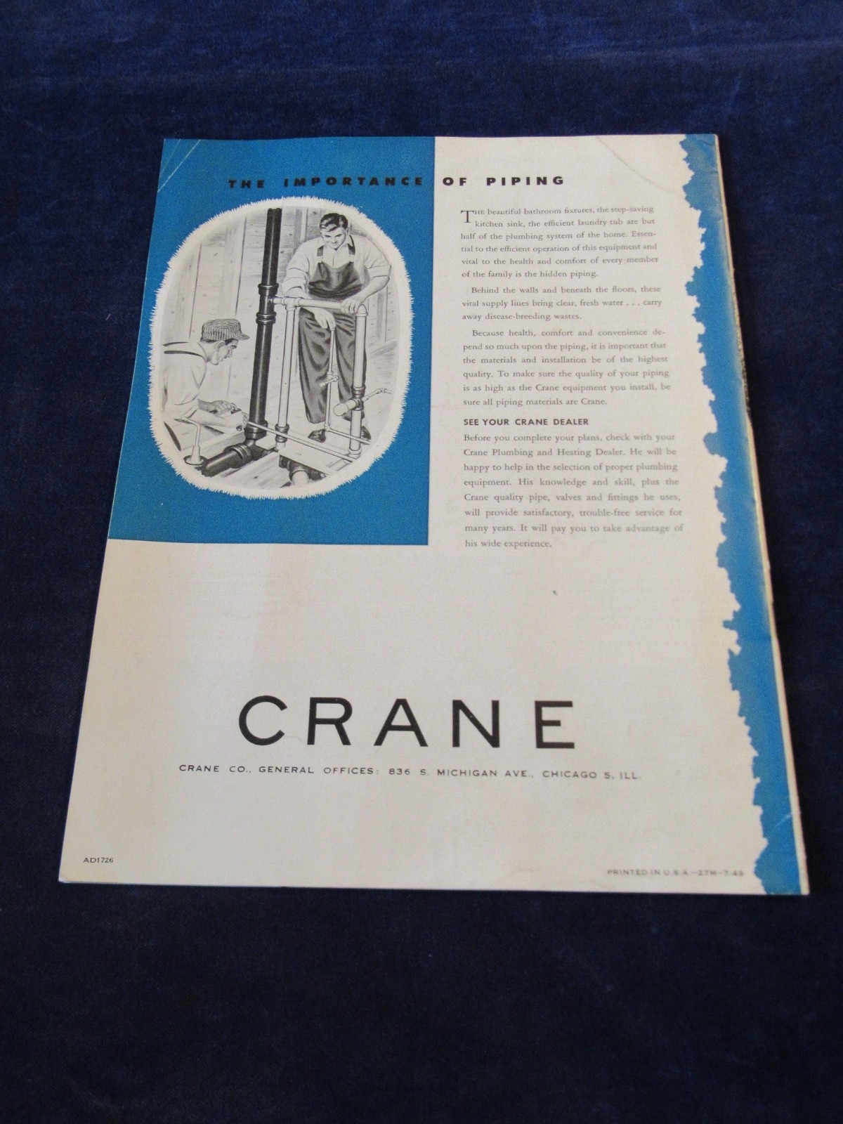 Vintage 1949 CRANE Kitchen Bath Brochures MCM Illustrated Home Design Plans C600