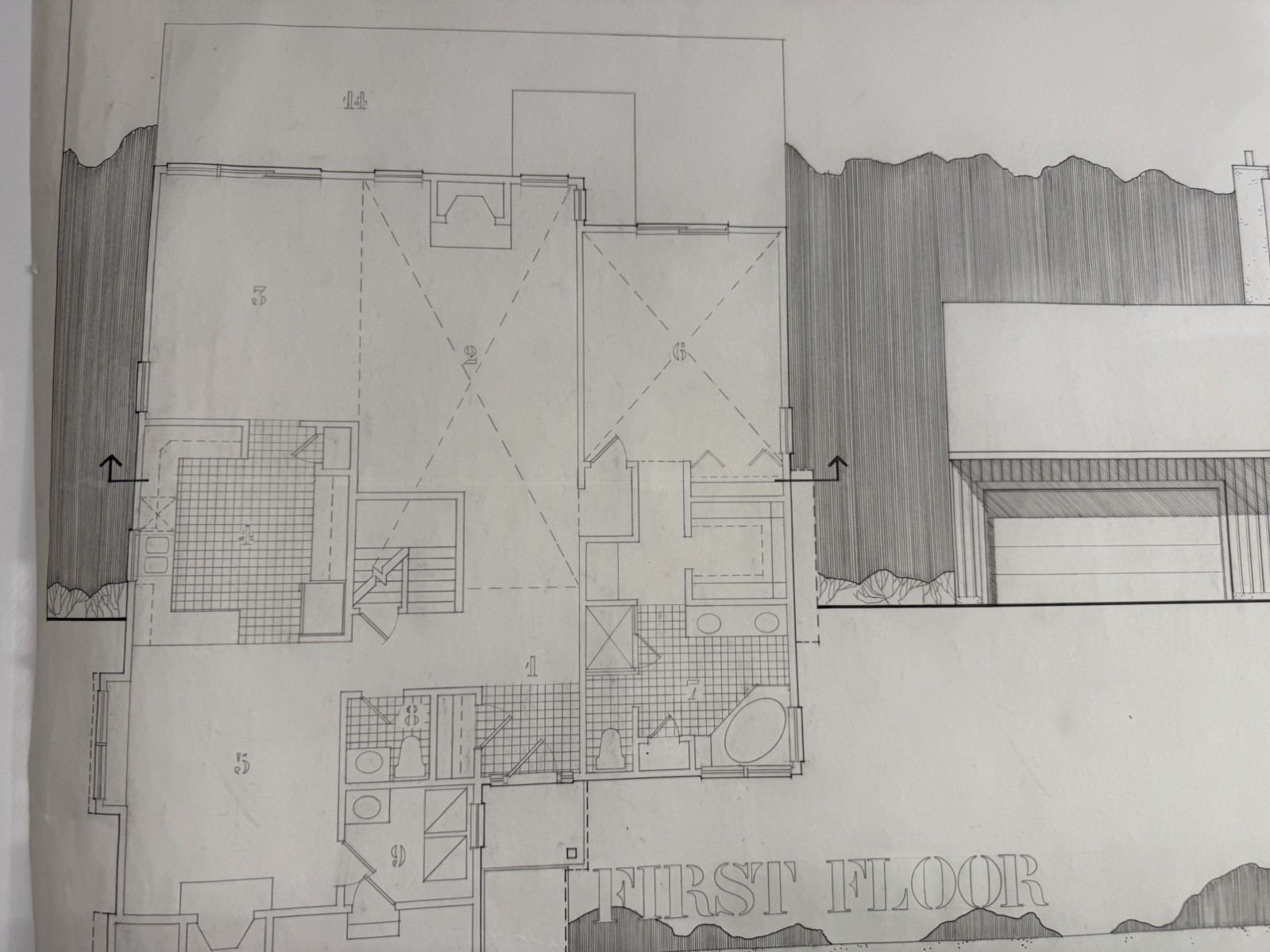 Vintage Architectural Drawings Vellum (Set of 4) House Plans Elevations 30×36