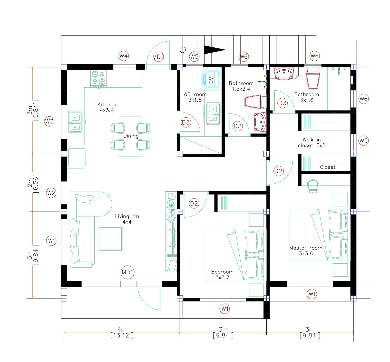 33×27 Feet Small House Design 10×8 Meter 2 Beds 2 Baths Terrace (A4 Hard Copy)