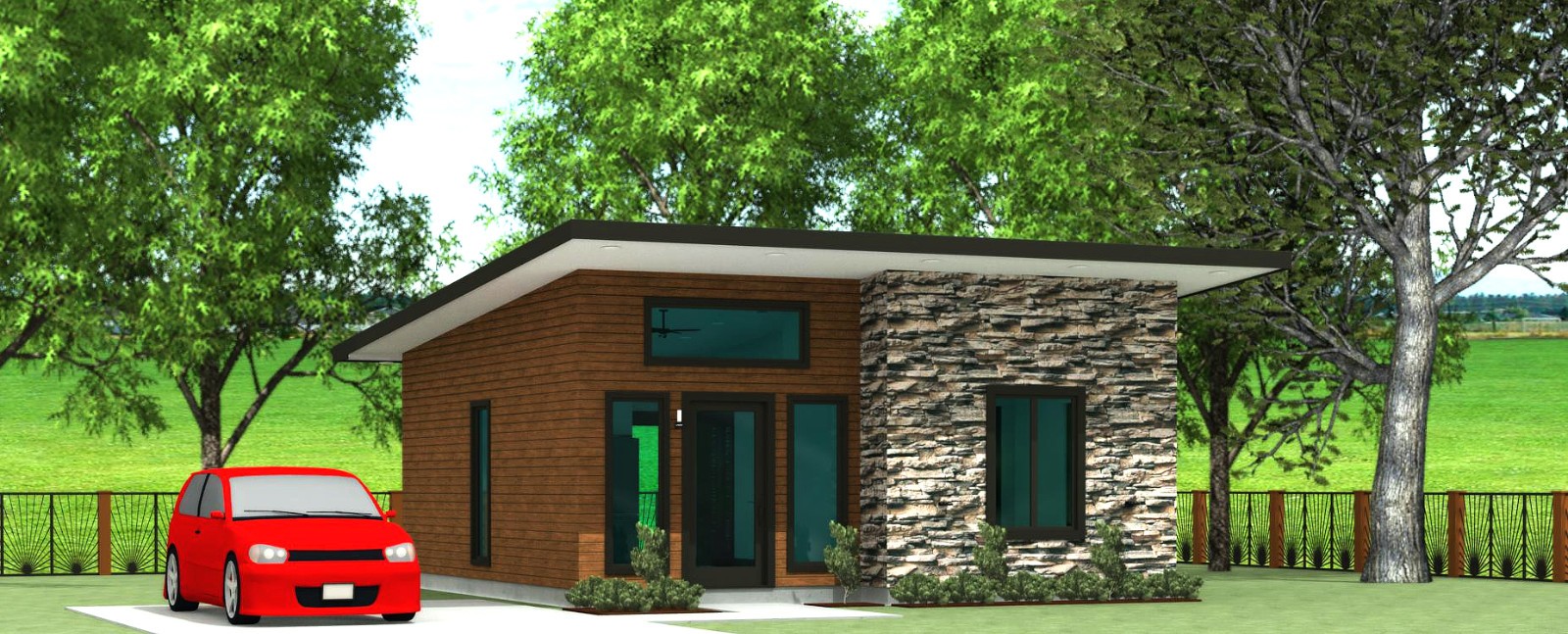 Custom Modern Cabin Plans – 1 Bed 1 Bath 543 sqft – $68,000 (Cost to Build)