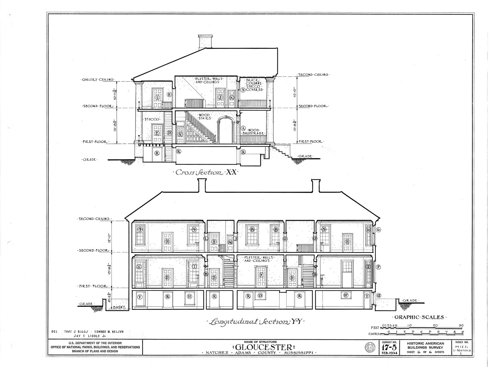 Gloucester, a Natchez mansion of Antebellum grace, architectural prints