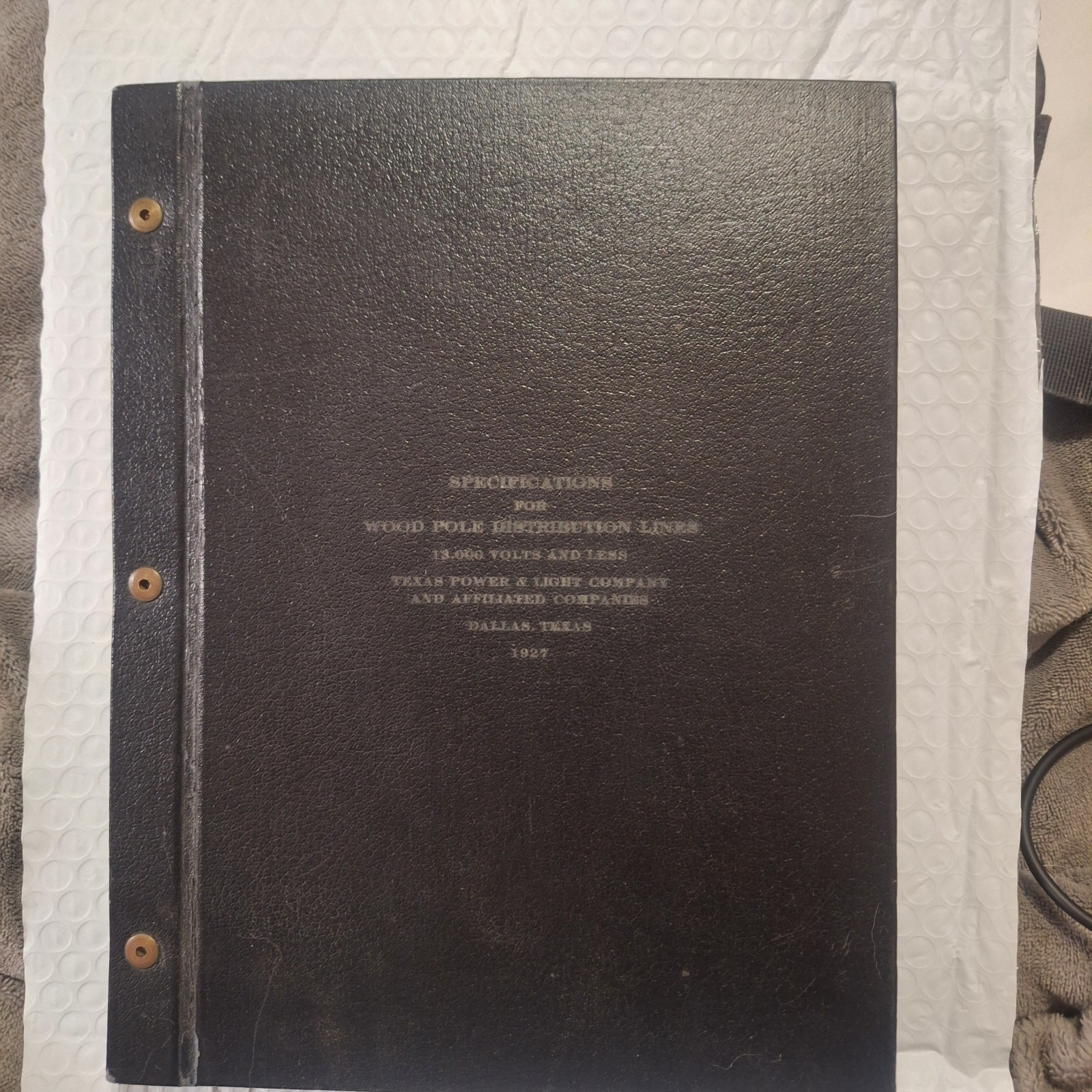 Texas Power & Light Co. Vintage 1927 Wood Pole Distribution Specs 13,000V