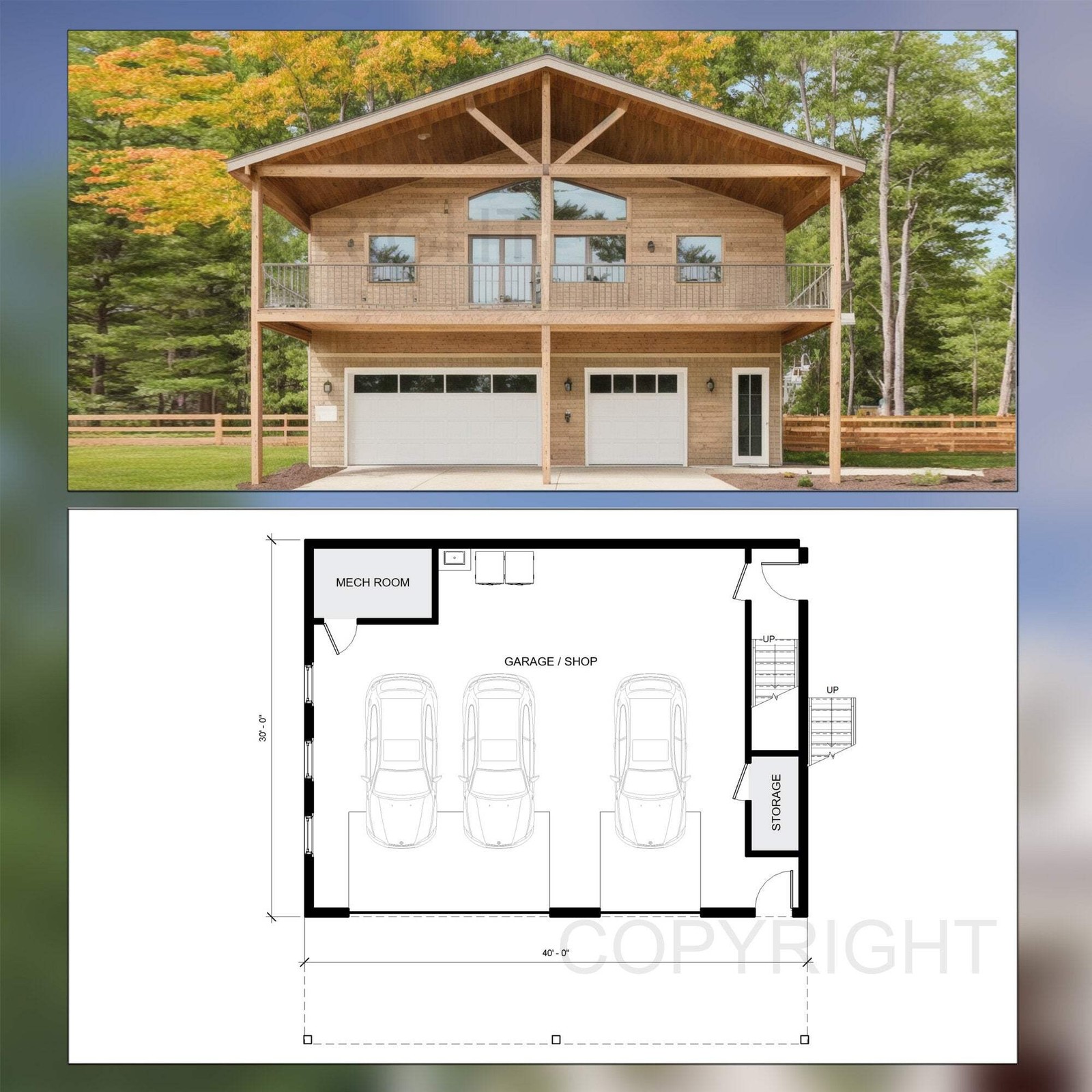 Big Sky Barndominium House Plan Design – 2 Bed 2 Bath 2400 sq ft – 3 Garage – EX