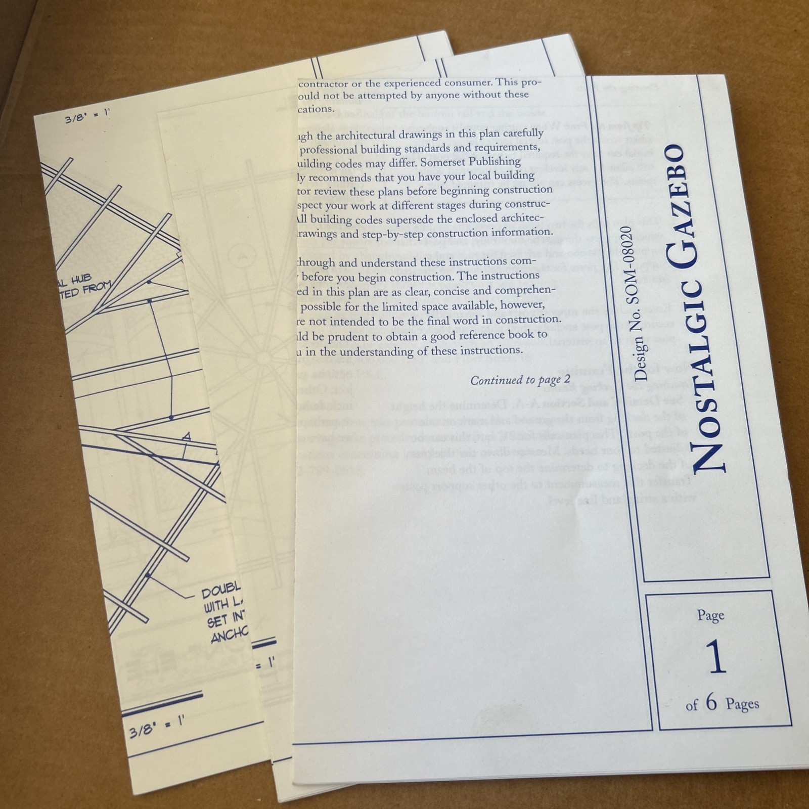 Vintage Nostalgic Gazebo Building Pattern Blueprints Somerset SOM-08020