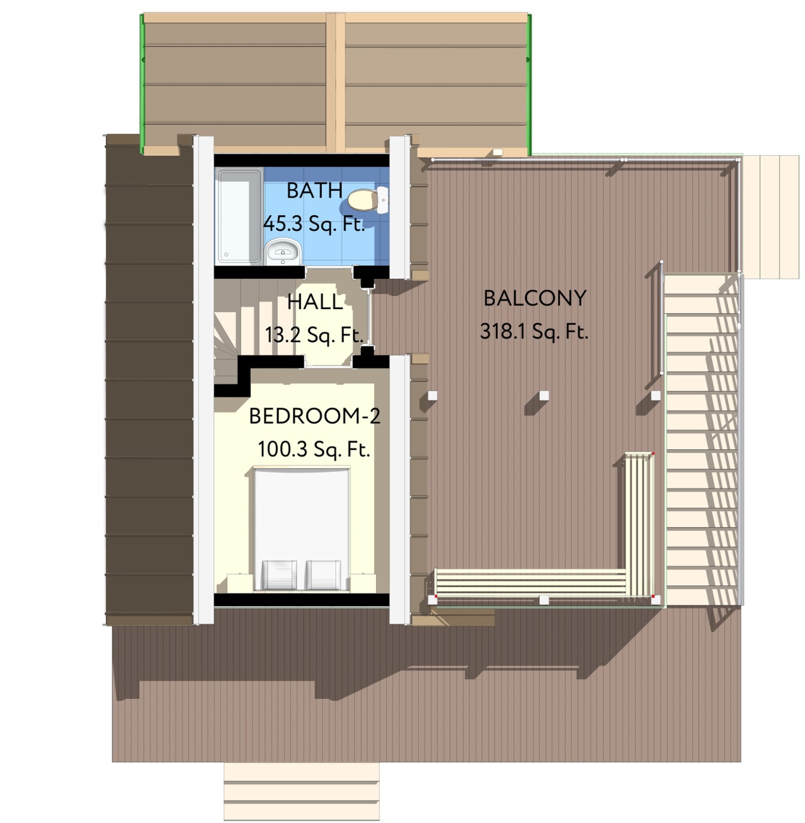 Modern A-Frame 2 Bedrooms, 2 Bathrooms Guest House Plans Architecture Plans 760S
