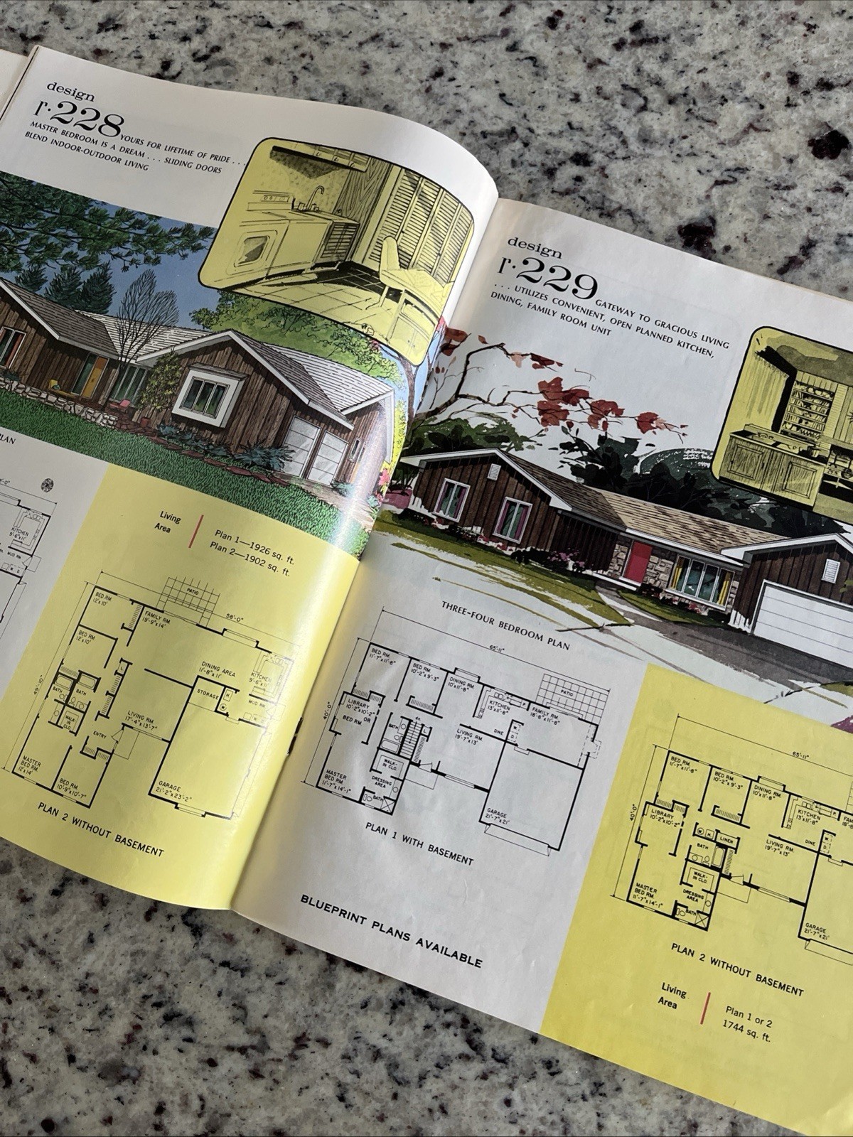Vintage 1970 MCM Custom Large Ranch Homes Plans Design Catalog Atomic Blueprint