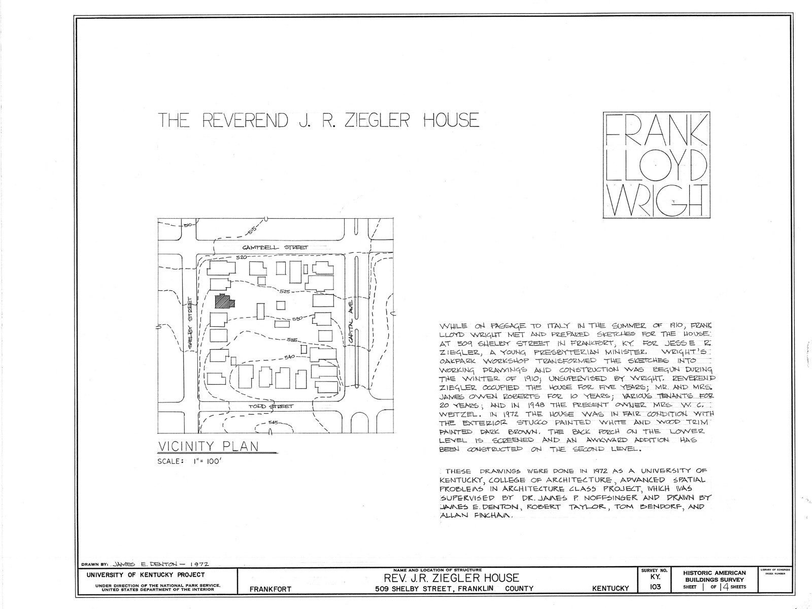 Frank Lloyd Wright Prairie Home, 3-4 bedrooms, architectural house plans