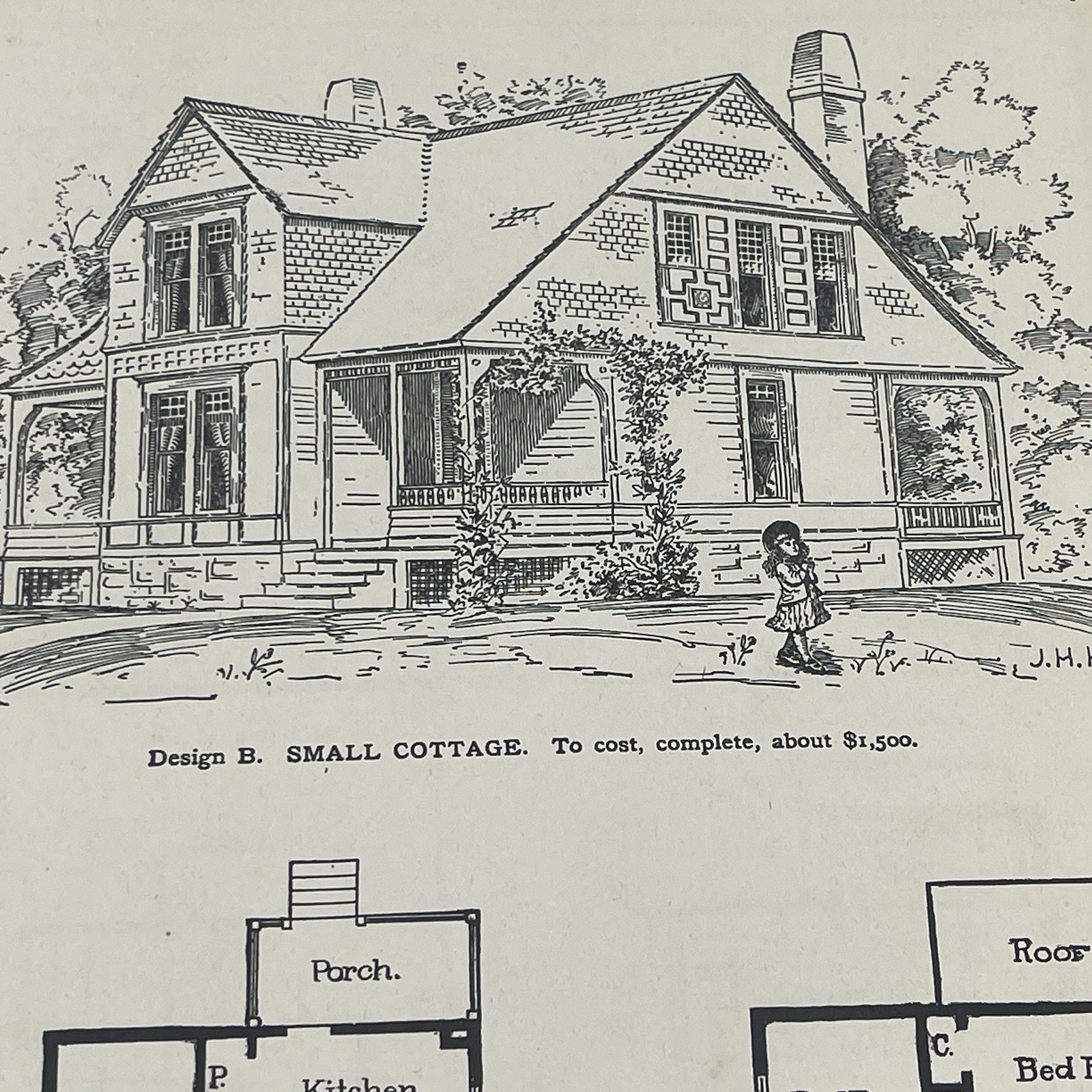 Small Frame Cottage House Plan 1900 Antique Floor Plans Architectural Designs