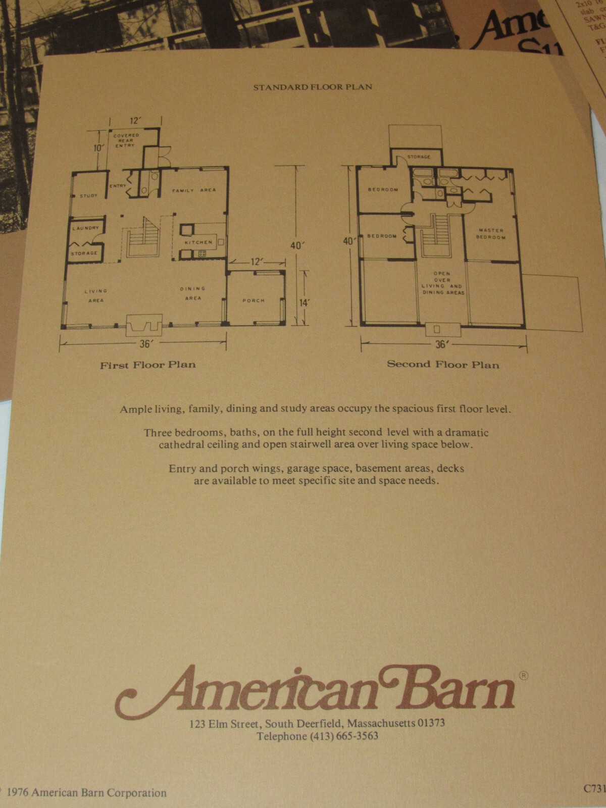 VINTAGE 1976 AMERICAN BARN HABITAT HOMES LAYOUT/SPECS/PRICES! BROCHURES! PHOTOS!