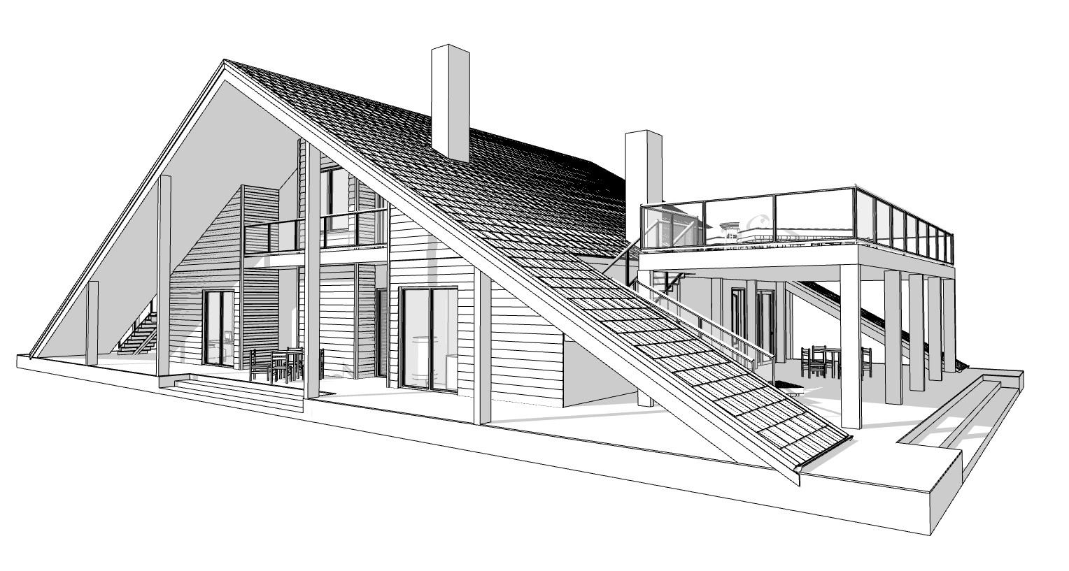 100’x54’ 4-Beds 4-Baths Charming A-Frame Architectural Build Plans PDF Download