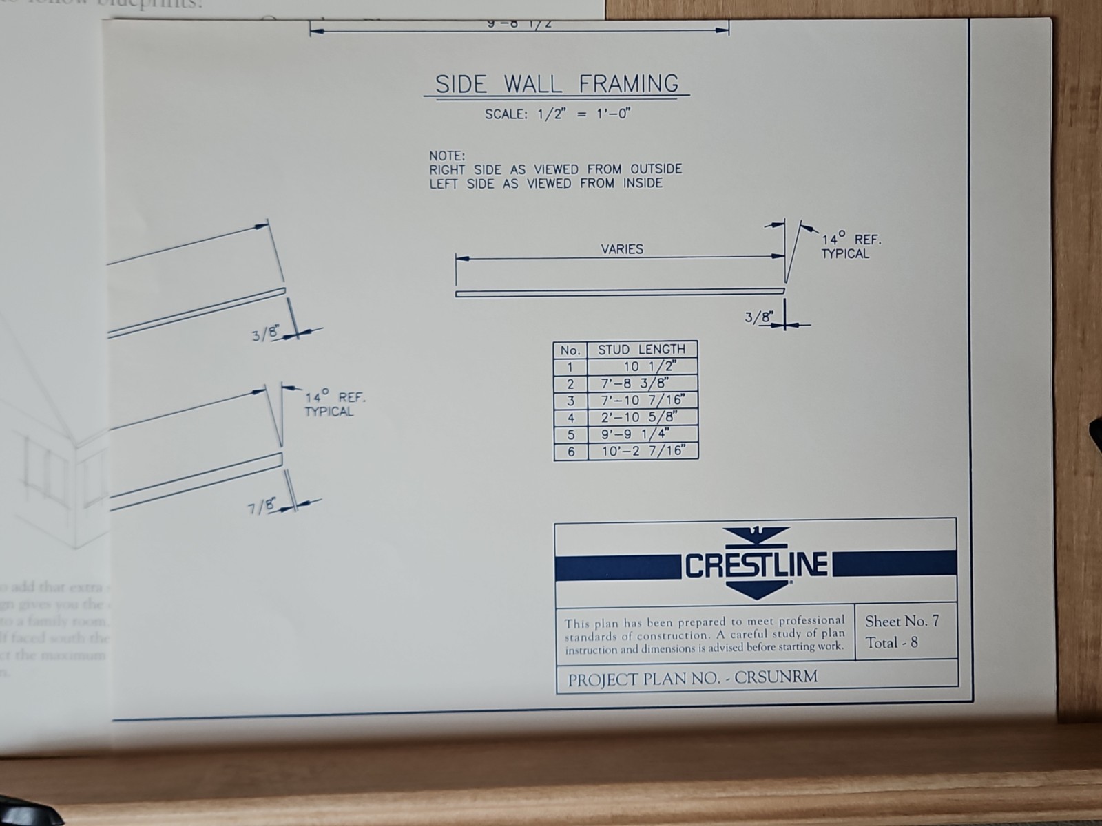 Crestline Room Addition Blueprints Complete Set Of 8