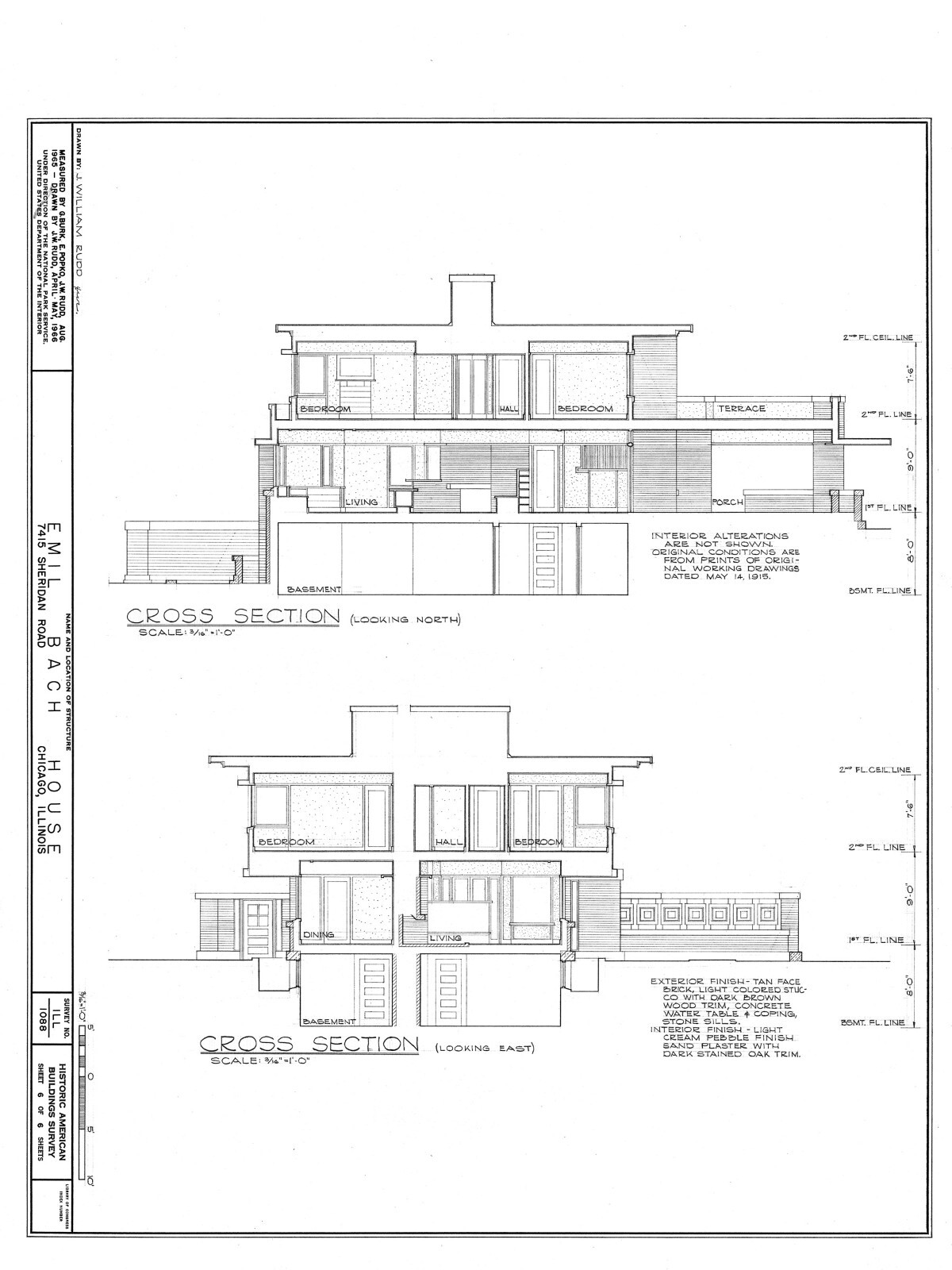 Frank Lloyd Wright Prairie Home, brick, 4 bedrooms, modern house PRINTED PLANS