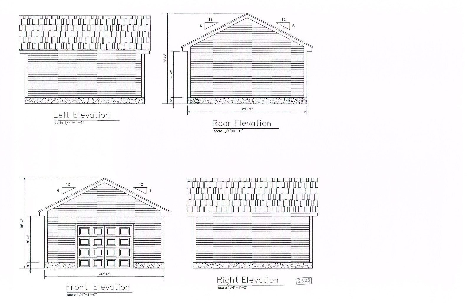 20’X20′ -GARAGE PLAN GABLE 20’X20′ 2 CAR GABLE ROOF PLAN #17-2020-GBL-1