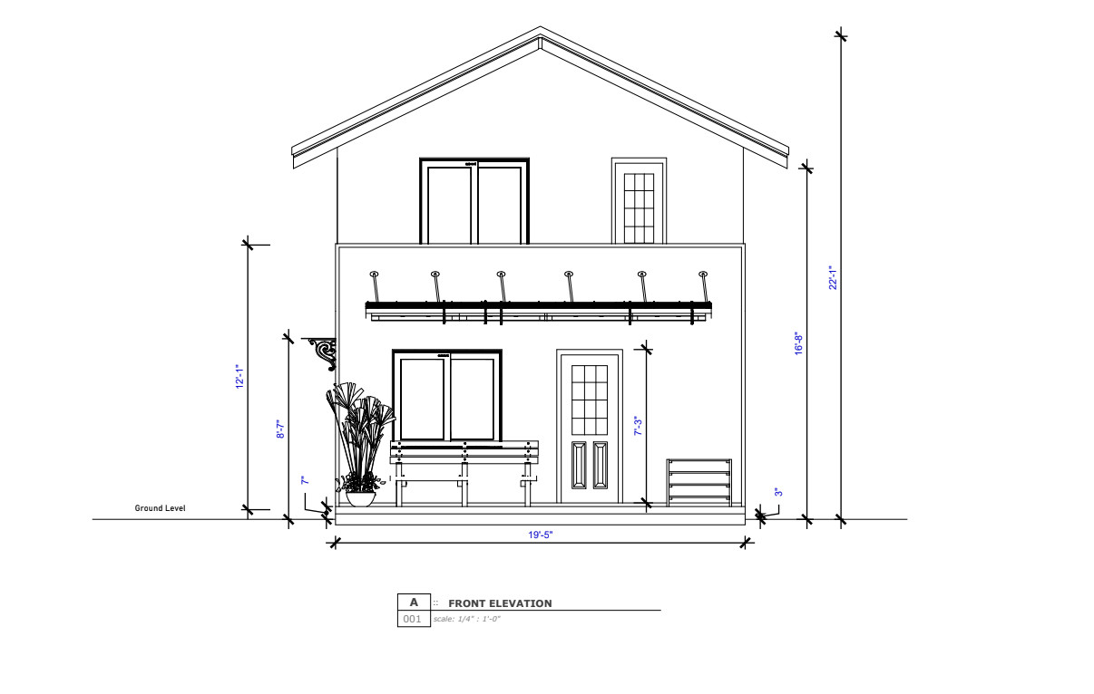 Custom Tiny Modern Cottage 2 Story House Plan with 2 Beds 2 Baths PDF & FREE CAD